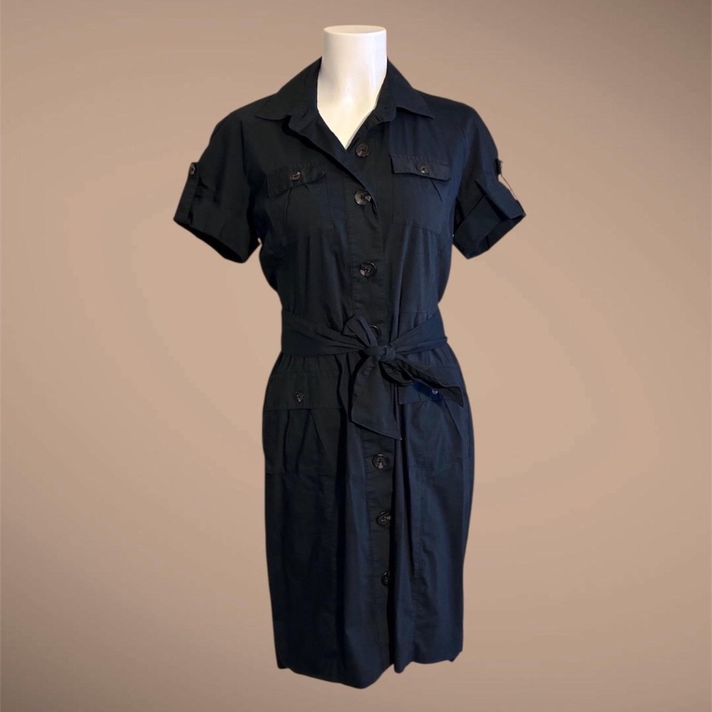 Women's Banana Republic Black Safari Dress, Short Sleeve, Size 4